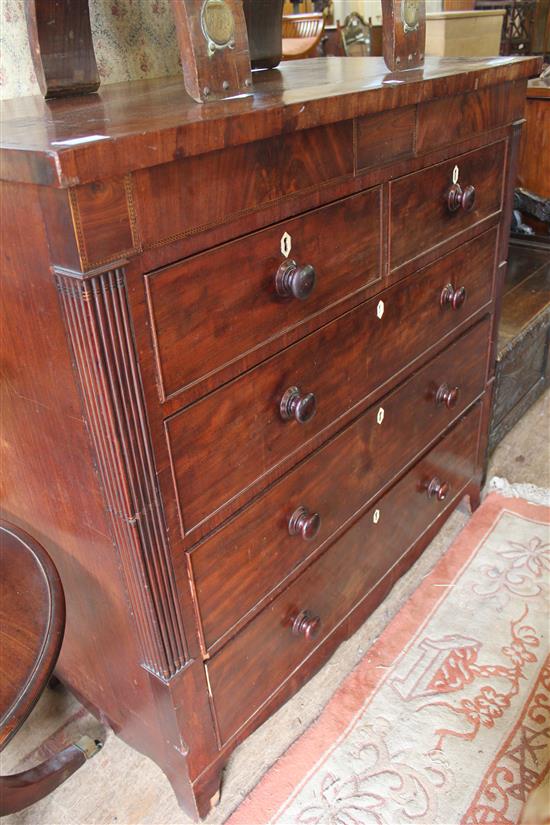 19th Century Inlaid mahogany chest of drawers (3 long, 2 short)